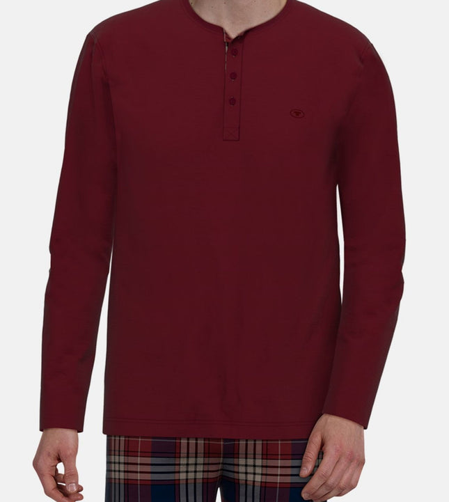 Tom Tailor pyjama lange broek rhodos red heren 71476-6542-424 Tom Tailor pyjama pantalon long rhodos red hommes