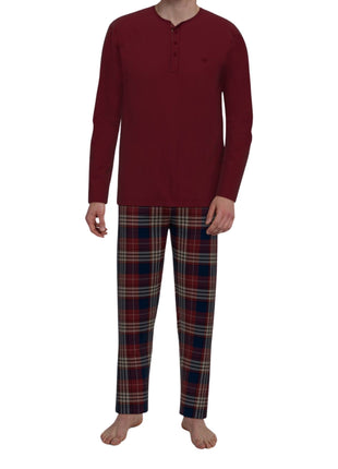 Tom Tailor pyjama lange broek rhodos red heren 71476-6542-424 Tom Tailor pyjama pantalon long rhodos red hommes