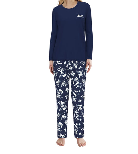 Tom Tailor pyjama lange broek sitia dark blue dames 60347-6085-635 Tom Tailor pyjama pantalon long sitia dark blue femmes