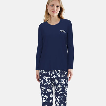 Tom Tailor pyjama lange broek sitia dark blue dames 60347-6085-635 Tom Tailor pyjama pantalon long sitia dark blue femmes