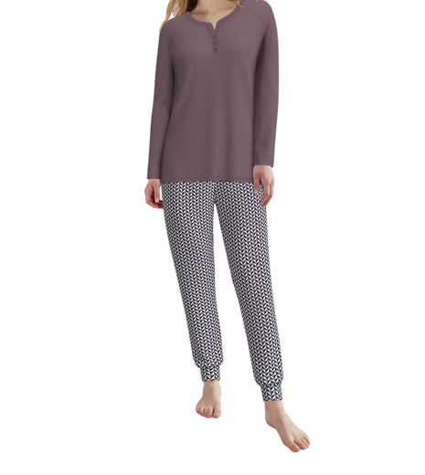 Tom Tailor pyjama lange broek sitia lila print dames 60341-6061-725 Tom Tailor pyjama pantalon long sitia lila print femmes