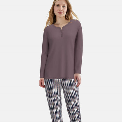 Tom Tailor pyjama lange broek sitia lila print dames 60341-6061-725 Tom Tailor pyjama pantalon long sitia lila print femmes