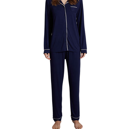 Tom Tailor pyjama lange broek sofia dark blue dames 60192-6085-630 Tom Tailor pyjama pantalon long sofia dark blue femmes