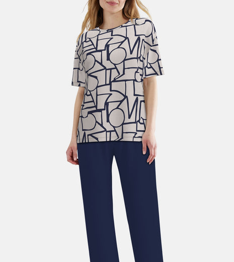 Tom Tailor pyjama lange broek stirling brown dames 60425-6085-515 Tom Tailor pyjama pantalon long stirling brown femmes