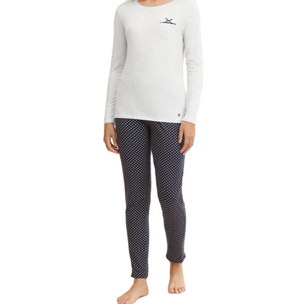 Tom Tailor pyjama lange broek vienna blue dames 60020-6061-625 Tom Tailor pyjama pantalon long vienna blue femmes
