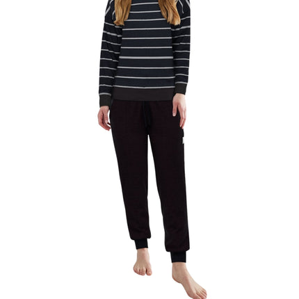Tom Tailor pyjama lange broek xanthi dark blue dames 60375-3028-832 Tom Tailor pyjama pantalon long xanthi dark blue femmes