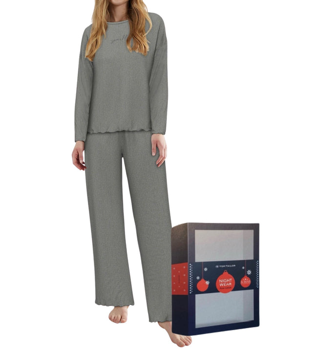 Tom Tailor pyjama lange broek xanthi grey dames 60388-6579-821 Tom Tailor pyjama pantalon long xanthi grey femmes