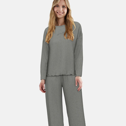 Tom Tailor pyjama lange broek xanthi grey dames 60388-6579-821 Tom Tailor pyjama pantalon long xanthi grey femmes