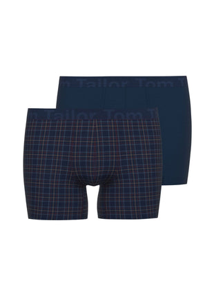 Tom Tailor short 2 pack kentucky blue checkered heren 75285-6061-625 Tom Tailor boxer lot de 2 kentucky blue checkered hommes