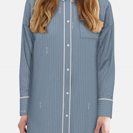 Tom Tailor slaapkleedje xanthi blue dames 60363-6061-623 Tom Tailor robe de nuit xanthi blue femmes