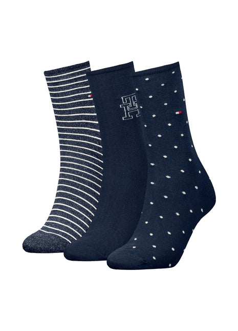 Tommy Hilfiger sokken 3 paar giftbox sock navy dames 701236464-001 Tommy Hilfiger chaussettes 3 paires giftbox sock navy femmes
