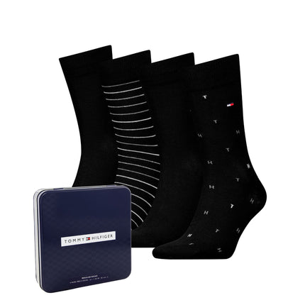 Tommy Hilfiger sokken 4 paar tin giftbox sock black heren 701235375-002 Tommy Hilfiger chaussettes 4 paires tin giftbox sock black hommes