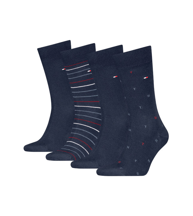 Tommy Hilfiger sokken 4 paar tin giftbox sock navy heren 701235375-001 Tommy Hilfiger chaussettes 4 paires tin giftbox sock navy hommes