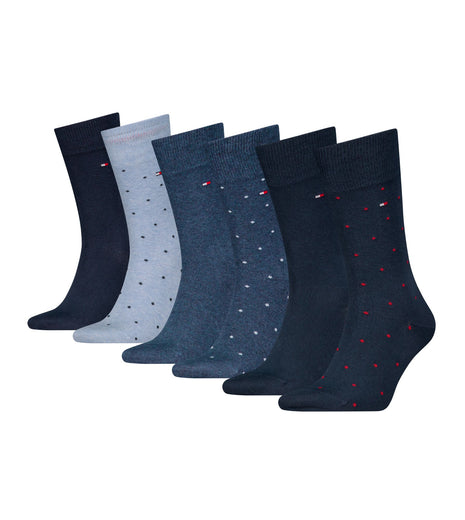 Tommy Hilfiger sokken 6 paar sock dot blue heren 701232845-001 Tommy Hilfiger chaussettes 6 paires sock dot blue hommes
