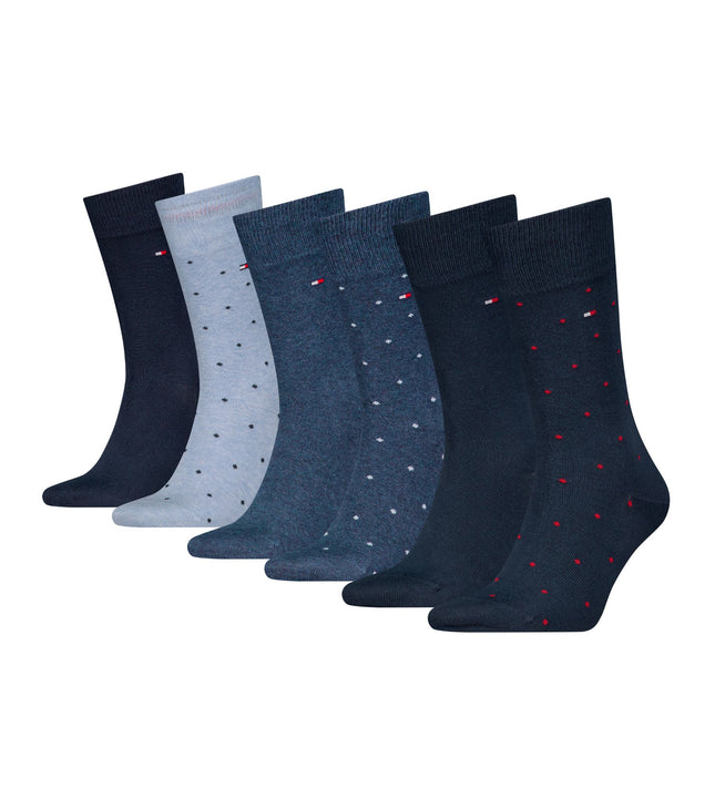 Tommy Hilfiger sokken 6 paar sock dot blue heren 701232845-001 Tommy Hilfiger chaussettes 6 paires sock dot blue hommes