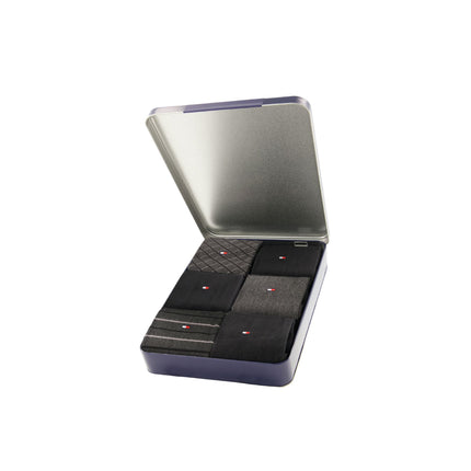 Tommy Hilfiger sokken 6 paar tin giftbox birdey sock black heren 701235373-002 Tommy Hilfiger chaussettes 6 paires tin giftbox birdey sock black hommes