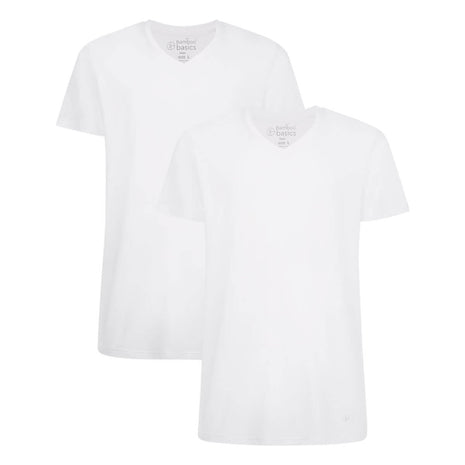 Bamboo Basics t-shirt v-hals 2 pack knitted v-neck t-shirt optical white heren