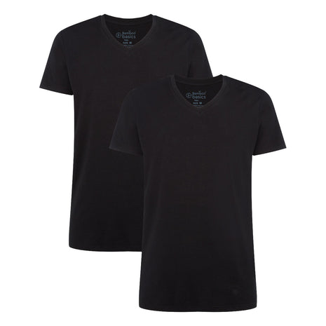 Bamboo Basics t-shirt v-hals 2 pack knitted v-neck t-shirt black heren