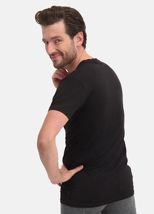 Bamboo Basics t-shirt v-hals 2 pack knitted v-neck t-shirt black heren