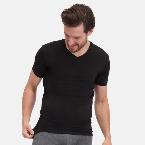 Bamboo Basics t-shirt v-hals 2 pack knitted v-neck t-shirt black heren