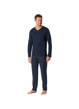 Schiesser pajamas long pants fine interlock nightblue men