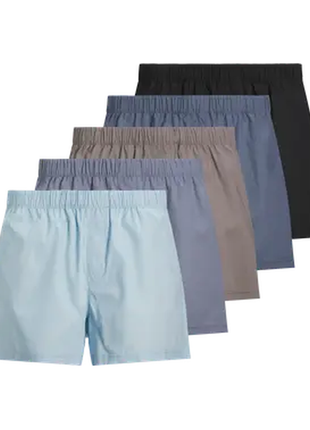 Jack & Jones wijde boxershort 5 pack jacmilano woven boxers chambray blue troposhere/city skyline/naval/black heren