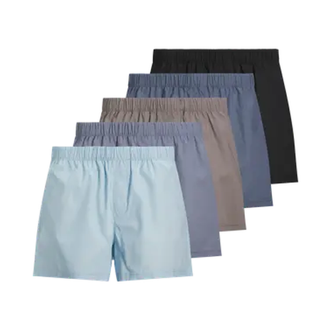 Jack & Jones wijde boxershort 5 pack jacmilano woven boxers chambray blue troposhere/city skyline/naval/black heren