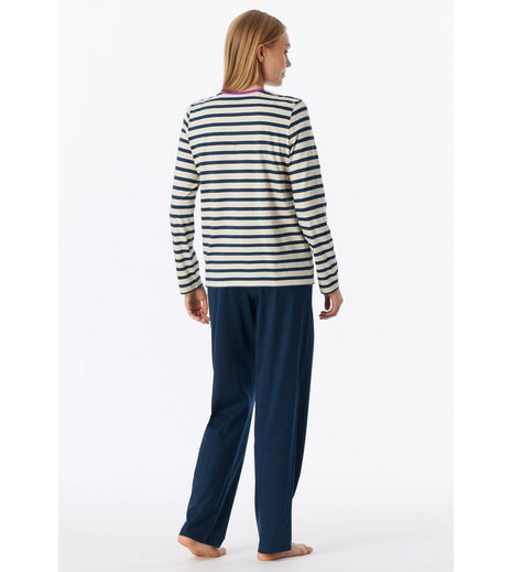 Schiesser pyjama long casual essentials seasalt dames - afbeelding 3